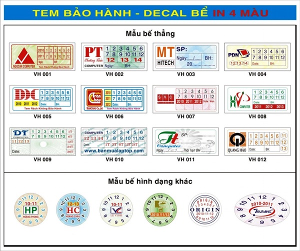 in nhanh tem bao hanh 